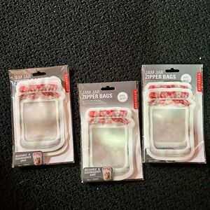 Kikkerland Jam Jar Zipper Bags - Red and White